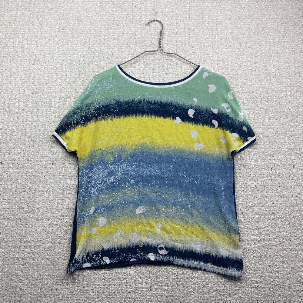 Brax Feel Good Abstract Multicolor Watercolor AOP Boho T-Shirt Womens Sz 36